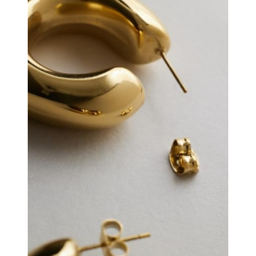 18K Gold Plated Chunky Hoop Earrings Waterproof Non-Tarnish