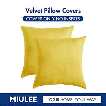 MIULEE Pack of 2 Velvet Soft Solid Decorative Square Throw Pillow Covers Set Cushion Case for Fall Sofa Bedroom Car 20x20 Inch 50x50 Cm