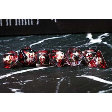 Necromancer DND Dice Set - Hell Skull Theme - D20 Resin