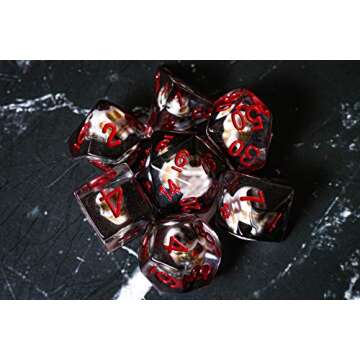 Necromancer DND Dice Set - Hell Skull Theme - D20 Resin