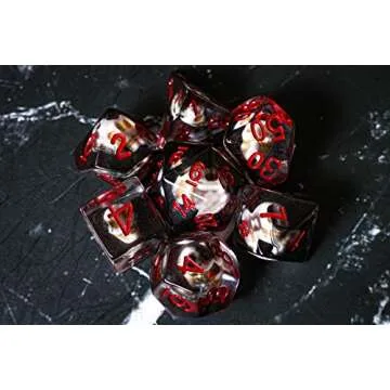 Necromancer DND Dice Set - Hell Skull Theme - D20 Resin
