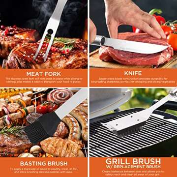 Commercial Chef 25 PC BBQ Grill Accessory Set - Outdoor Tools