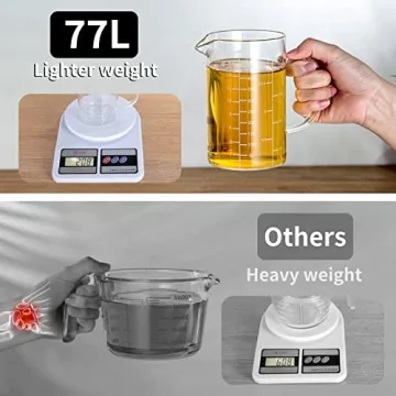 Versatile 77L Borosilicate Glass Measuring Cup Perfect for Cooking