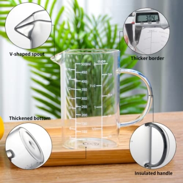 Versatile 77L Borosilicate Glass Measuring Cup Perfect for Cooking