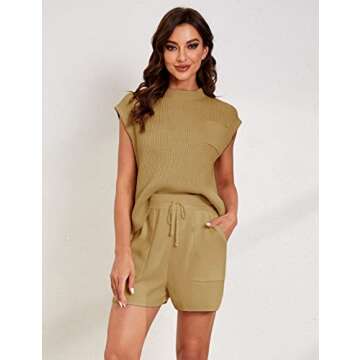 Lentta Women's Stylish Knit Sweater Lounge Set - Khaki