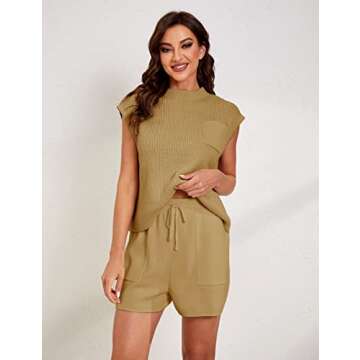 Lentta Women's Stylish Knit Sweater Lounge Set - Khaki