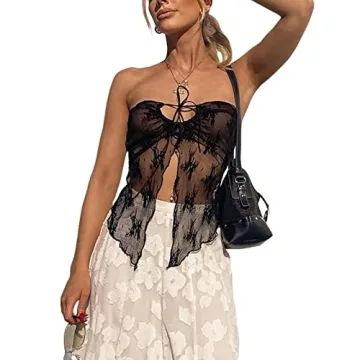 WPNAKS Women Sexy Strapless Tube Top Y2K Summer Style