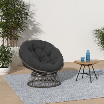 KROFEM 37 Inch Wicker Papasan Chair with 360 Swivel