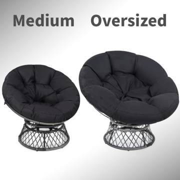 KROFEM 37 Inch Wicker Papasan Chair with 360 Swivel