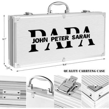 Engraved BBQ Grill Set - BBQ Gift - Grill Set - Deluxe Grill Set -34-Piece Stainless Steel Barbecue Grilling Accessories with Aluminum Storage Case - Complete Outdoor Grill Kit for Dad- Gift for Men