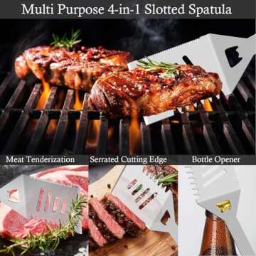 Engraved BBQ Grill Set - BBQ Gift - Grill Set - Deluxe Grill Set -34-Piece Stainless Steel Barbecue Grilling Accessories with Aluminum Storage Case - Complete Outdoor Grill Kit for Dad- Gift for Men