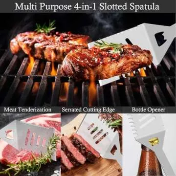 Engraved BBQ Grill Set - BBQ Gift - Grill Set - Deluxe Grill Set -34-Piece Stainless Steel Barbecue Grilling Accessories with Aluminum Storage Case - Complete Outdoor Grill Kit for Dad- Gift for Men