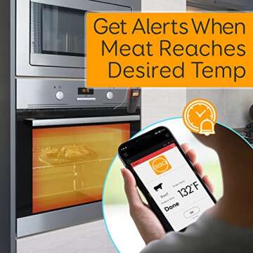 NutriChef PWIRBBQ90 Bluetooth Meat Thermometer for Accurate Cooking