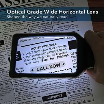 MAGNIPROS Patented 6X Large Magnifying Glass with Light | 3 Color Light Modes | Anti-Glare Lens & Stepless Dimmable LEDs | Perfect for Reading Fine Print & Inspection - Ideal for Seniors & Low Vision