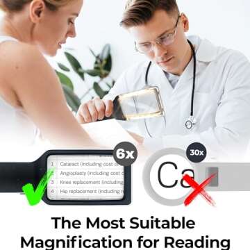 MAGNIPROS Patented 6X Large Magnifying Glass with Light | 3 Color Light Modes | Anti-Glare Lens & Stepless Dimmable LEDs | Perfect for Reading Fine Print & Inspection - Ideal for Seniors & Low Vision