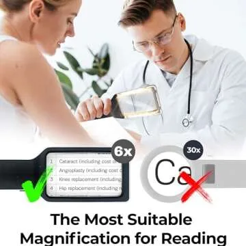 MAGNIPROS Patented 6X Large Magnifying Glass with Light | 3 Color Light Modes | Anti-Glare Lens & Stepless Dimmable LEDs | Perfect for Reading Fine Print & Inspection - Ideal for Seniors & Low Vision