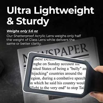 MAGNIPROS Patented 6X Large Magnifying Glass with Light | 3 Color Light Modes | Anti-Glare Lens & Stepless Dimmable LEDs | Perfect for Reading Fine Print & Inspection - Ideal for Seniors & Low Vision