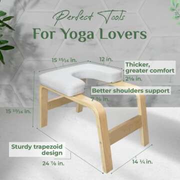 Yes4All Yoga Headstand Bench, Wooden Yoga Inversion Chair with PU Pads and Thickness Foam, Yoga Inve...