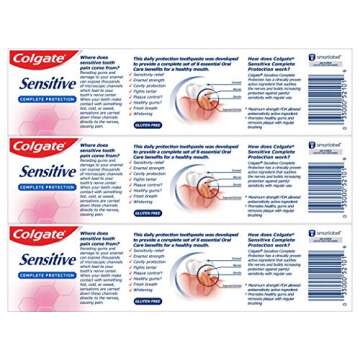 Colgate Sensitive Toothpaste, Complete Protection, Mint - 6 Ounce (Pack of 3)