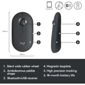 Logitech Pebble i345 Wireless Mouse - Sleek Design for iPad