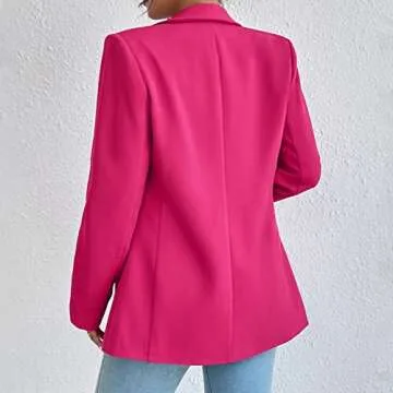 Womens Casual Blazers Long Sleeve Fashion Suit Jacket Open Front Lapel Collar Cardigan Rose L