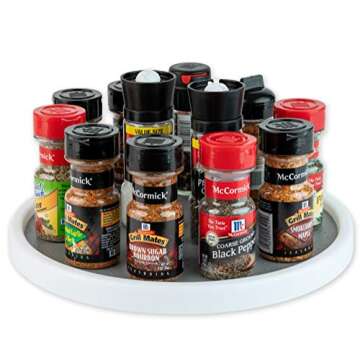 Homeries Lazy Susan Turntable (12 Inches) - Single Round Rotating Kitchen Spice Organizer for Cabinets, Pantry, Bathroom, Refrigerator - Non-Skid Surface & Rimmed Edge 2 Pack