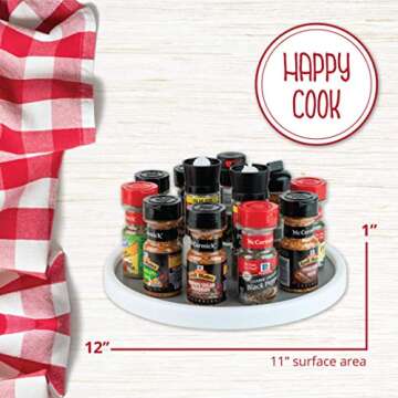 Homeries Lazy Susan Turntable (12 Inches) - Single Round Rotating Kitchen Spice Organizer for Cabinets, Pantry, Bathroom, Refrigerator - Non-Skid Surface & Rimmed Edge 2 Pack