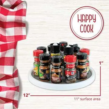 Homeries Lazy Susan Turntable (12 Inches) - Single Round Rotating Kitchen Spice Organizer for Cabinets, Pantry, Bathroom, Refrigerator - Non-Skid Surface & Rimmed Edge 2 Pack