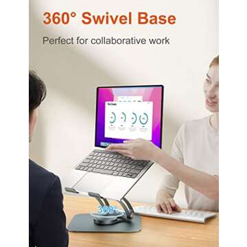 tounee Swivel Laptop Stand for Desk, Adjustable Computer Stand Laptop Holder with 360° Rotating Bas...