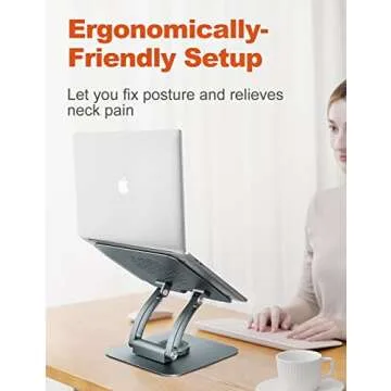 tounee Swivel Laptop Stand for Desk, Adjustable Computer Stand Laptop Holder with 360° Rotating Base, Ergonomic Laptop Riser Compatible with Air, Pro, All Laptop 10-16"-Gray