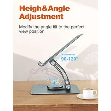 tounee Swivel Laptop Stand for Desk, Adjustable Computer Stand Laptop Holder with 360° Rotating Base, Ergonomic Laptop Riser Compatible with Air, Pro, All Laptop 10-16"-Gray