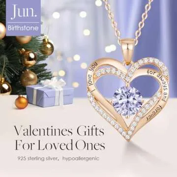 CDE Forever Love Heart Necklaces for Women, Wedding Anniversary, Birthday Gift for Wife, S925 Silver Jewelry with Birthstone Pendant, Ideal Valentine's Gifts for Her