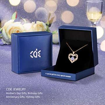CDE Forever Love Heart Necklaces for Women, Wedding Anniversary, Birthday Gift for Wife, S925 Silver Jewelry with Birthstone Pendant, Ideal Valentine's Gifts for Her