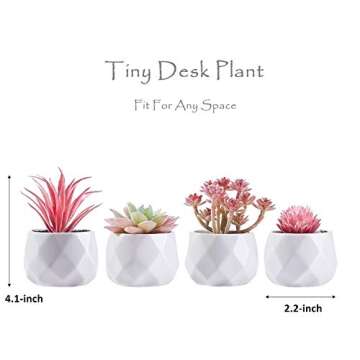CADNLY Fake Succulent Plant Set - Artificial Desk Plants for Women Desk - Realistic Faux Succulents in Ceramic Pots - Mini Pink Decor for Bedroom Bathroom Office Shelf Decor