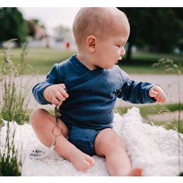 Babysoy Long Sleeve Kimono for Newborn, Infant, Unisex Baby - Cotton & Azlon - Side-Snap Baby Onesie...