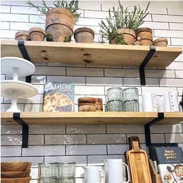 Premium Heavy-Duty Shelf Brackets - Quarter Inch (1/4") Thick - Rustic Industrial Modern Farmhouse B...