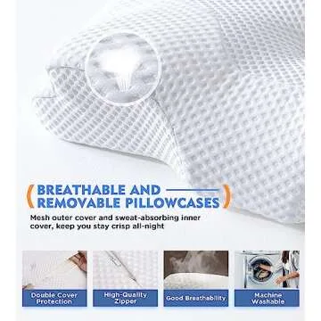 Osteo Cervical Pillow for Neck Pain Relief, Hollow Design Odorless Memory Foam Pillows with Cooling Case, Adjustable Orthopedic Bed Pillow for Sleeping, Support for Side Back Sleepers