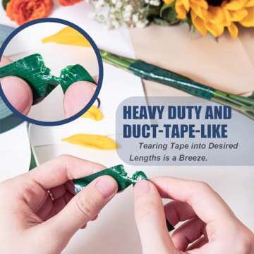 ARIFLOR Green Floral Tape - Flower Wrap Adhesive Tape Bouquet Stem Wrapping and Floral Crafts, Wedding Bouquet Tape - 3/4 inch Wide and 180 FT Long