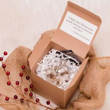 Dorinta Handmade Rescued Antique Bible Glass Religious Christmas Gift Ornament with Silver Cross - H...