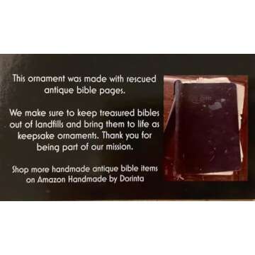 Dorinta Handmade Rescued Antique Bible Glass Religious Christmas Gift Ornament with Silver Cross - Hanging Accessories For Home, Office, Church - Unique Gift for Friends, Family, Pastor