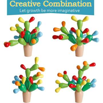 Rainbow Cactus Stacking Blocks Toy for Kids