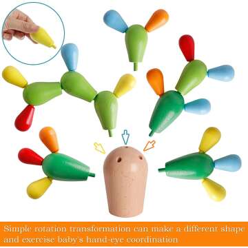 Rainbow Cactus Stacking Blocks Toy for Kids