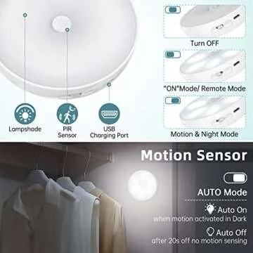 Wireless Motion Sensor Puck Lights with Remote Control