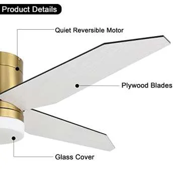 LEDLUX 52in Ceiling Fan with Light and Remote Control
