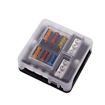 6-Way Fuse Block with Ground and LED Indicators for Vehicles