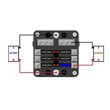 6-Way Fuse Block with Ground and LED Indicators for Vehicles