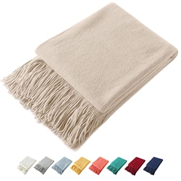 Homiest Decorative Knitted Throw Blanket with Fringe, Lightweight Blanket Acrylic Knit Blanket, Soft...