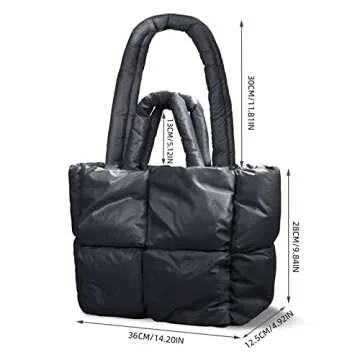 SADDROP Handbags for women,handbags,Large Puffer Tote Bag, Hobo bags for women，Trendy tote bag (Black)