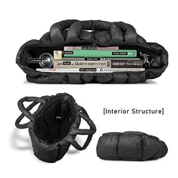 SADDROP Handbags for women,handbags,Large Puffer Tote Bag, Hobo bags for women，Trendy tote bag (Black)