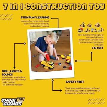 Think Gizmos 7 in 1 Take Apart Truck Car Toys with Electric Drill,Educational Toy Ideal Gift for Boy...